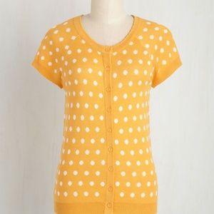 Modcloth • Yellow Polka Dot Short Sleeve Cardigan